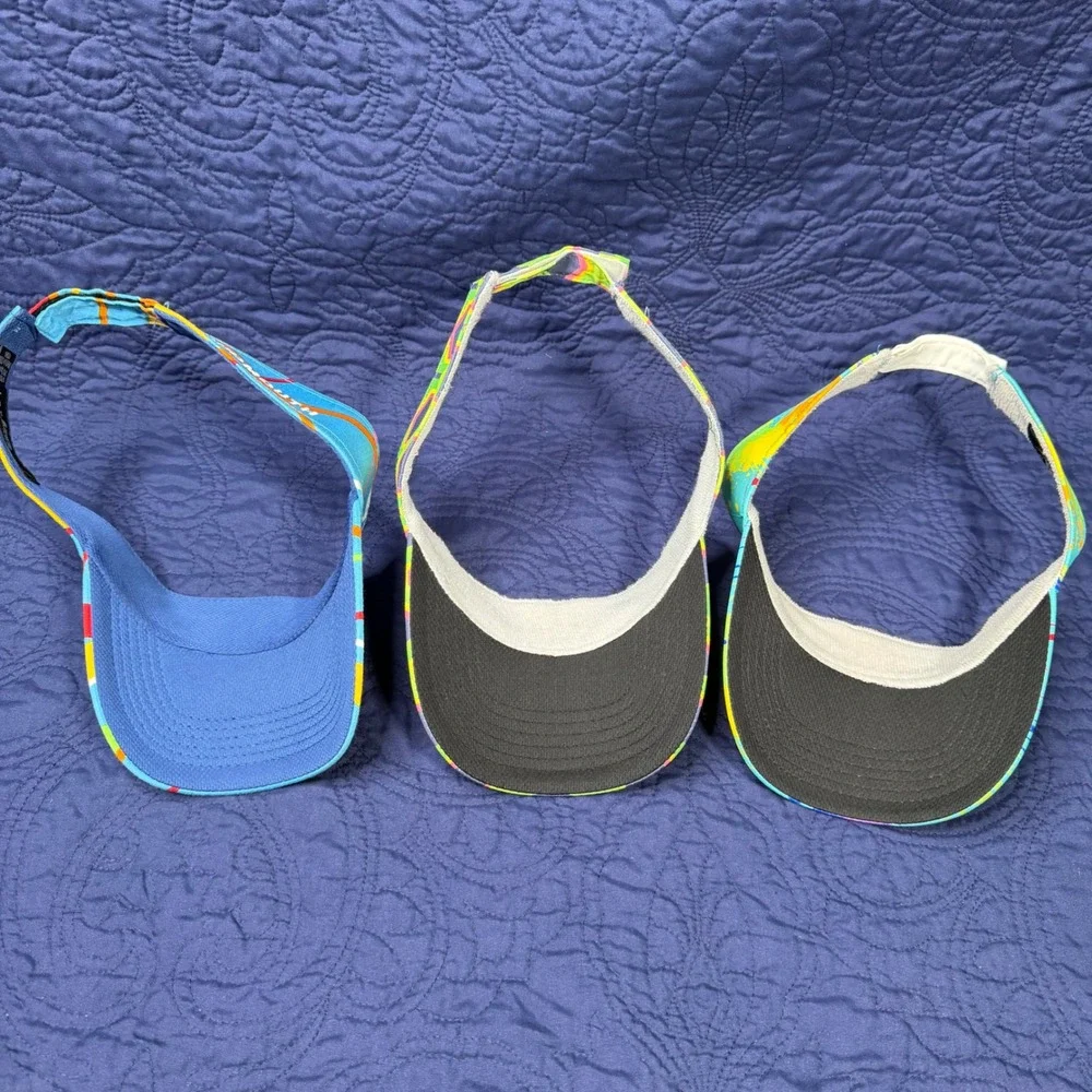 Loudmouth Golf Visors Set of 3 Headsweats Adjustable Neon Geometric Splatter